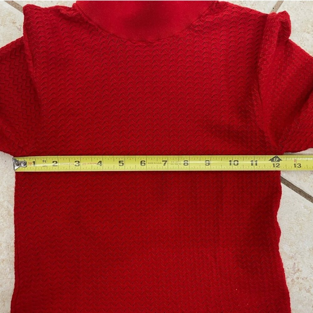 Alice + Olivia EUC Red Short Sleeve Mockneck Sweater - Picture 6 of 10